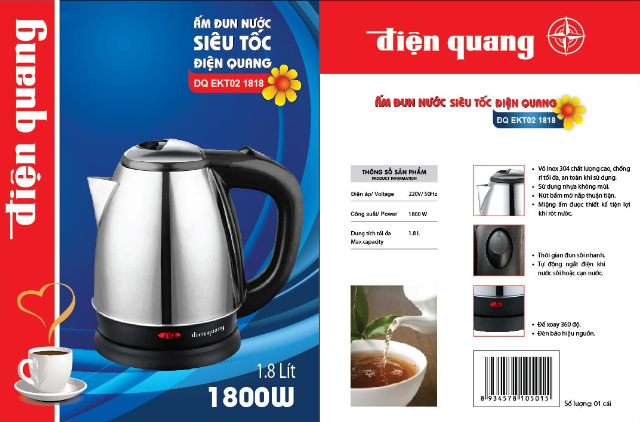 Ấm Đun Nước Siêu Tốc Điện Quang ĐQ EKT02 1818 - 1.8L