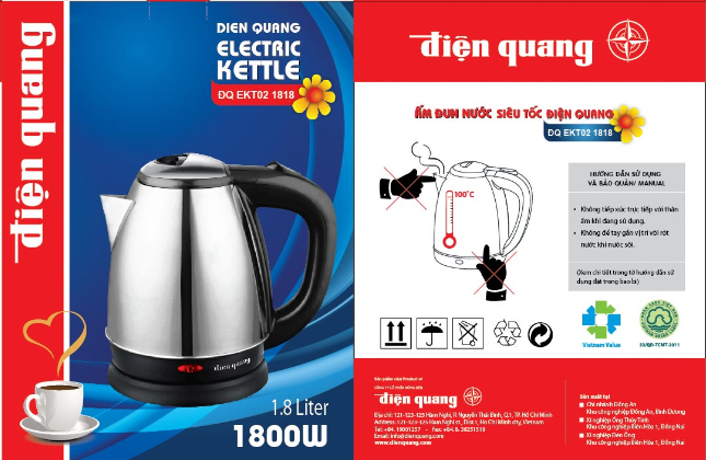 Ấm Đun Nước Siêu Tốc Điện Quang ĐQ EKT02 1818 - 1.8L