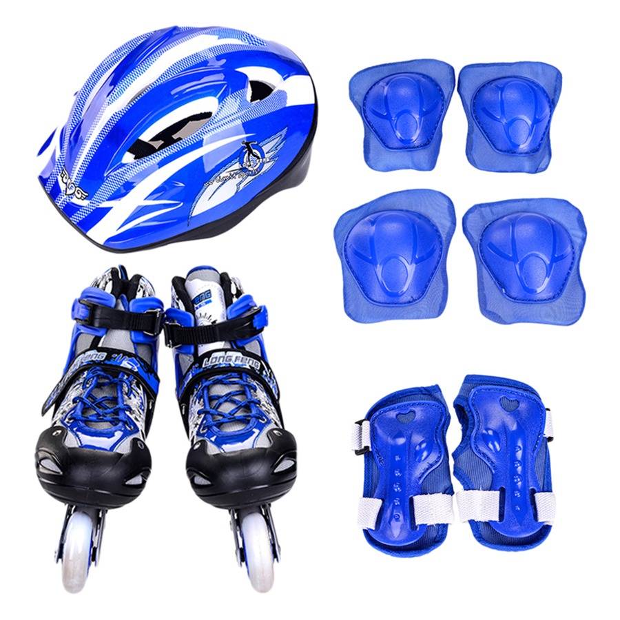 Bộ Giày Patin PTB 3 In 1 Size L - Xanh + Tặng Cặp Găng Tay Chống Nắng Sportslink CBPTBXL