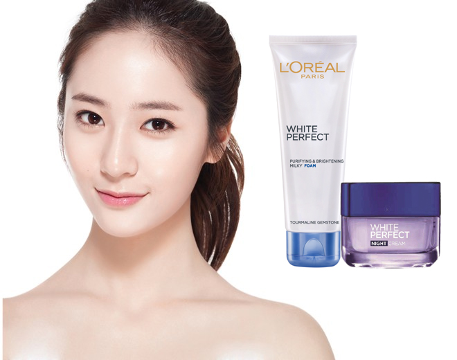 Bộ Đôi Kem Dưỡng Đêm Và Sửa Rửa Mặt White Perfect Dewy L'oreal 50ml