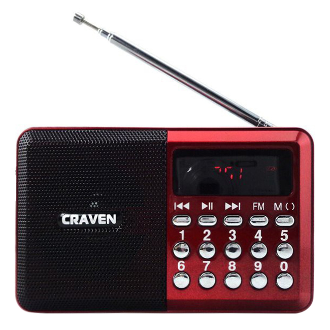 Loa Nghe Nhạc Kèm Radio Craven CR-26 (Đỏ) + Tặng 1 Thẻ Nhớ Microsd 8GB Ultimate 3.0 - Hàng Nhập Khẩu