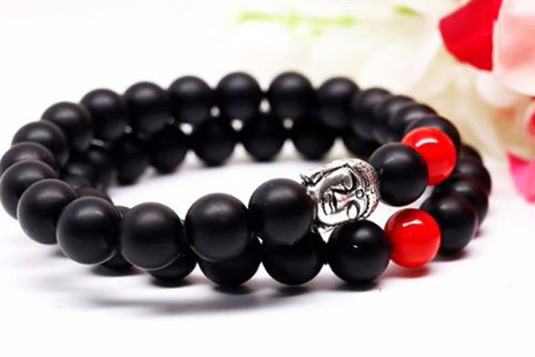 Vòng Tay Đá Obsidian Mix Charm Bạc - San Hô Đỏ
