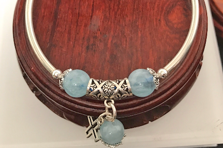 Kiềng Bác Đá Aquamarine (Hải Lam Ngọc)