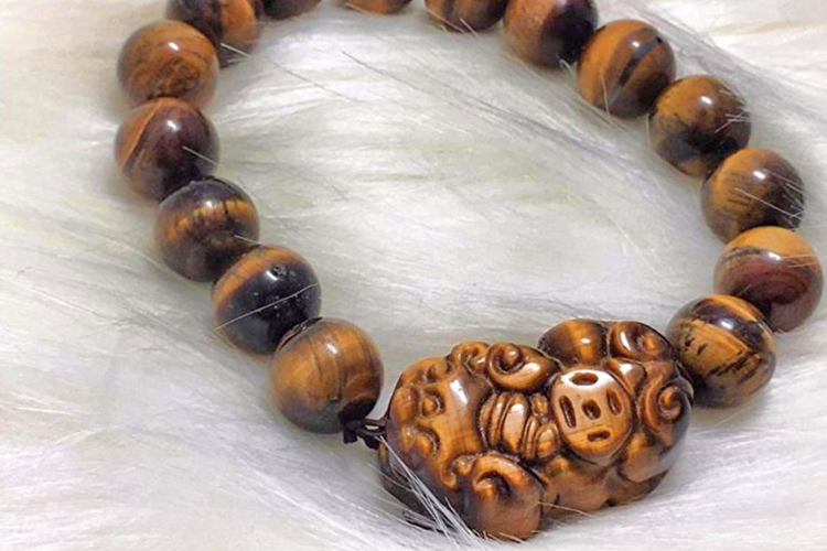 Vòng Tay Mắt Hổ Vàng Nâu Mix Tỳ Hưu