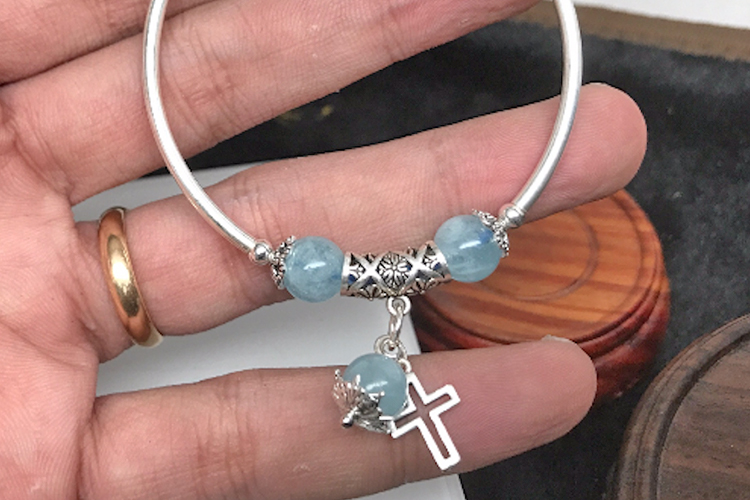 Kiềng Bác Đá Aquamarine (Hải Lam Ngọc)