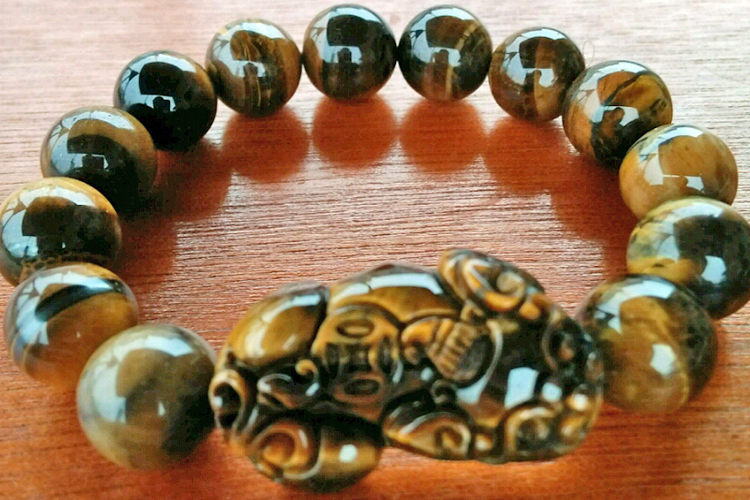 Vòng Tay Mắt Hổ Vàng Nâu Mix Tỳ Hưu