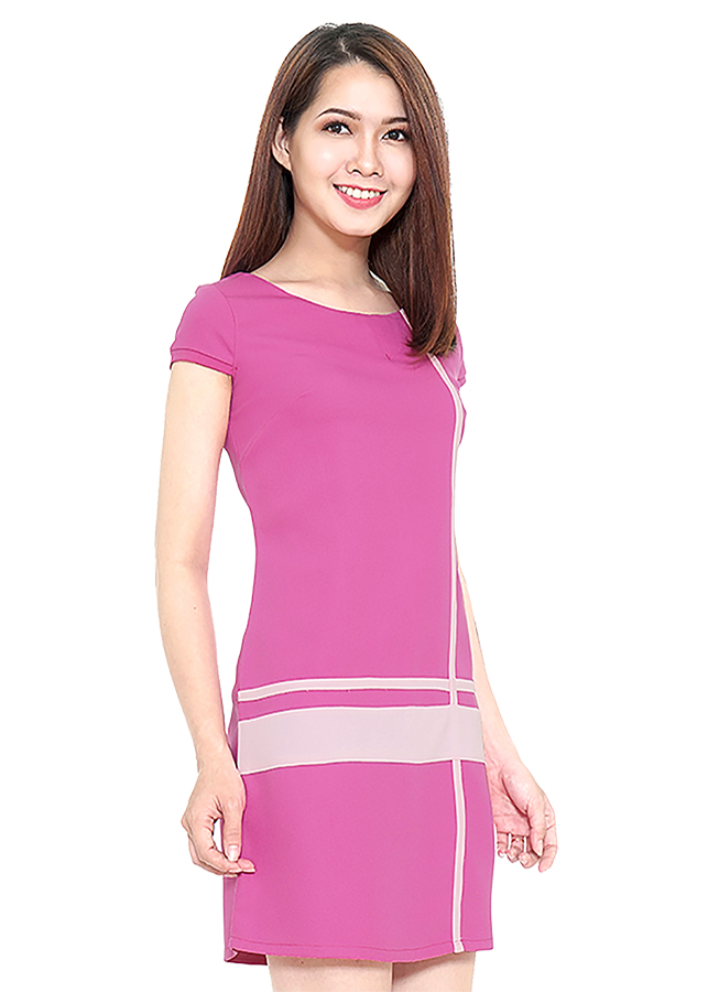 Đầm công sở phối sọc Eden D120HS