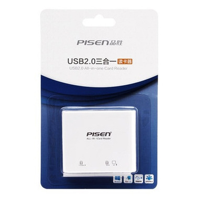 Đầu Đọc Thẻ Nhớ Pisen All-in-1 USB 2.0 - 3 Slot - Hàng Chính Hãng