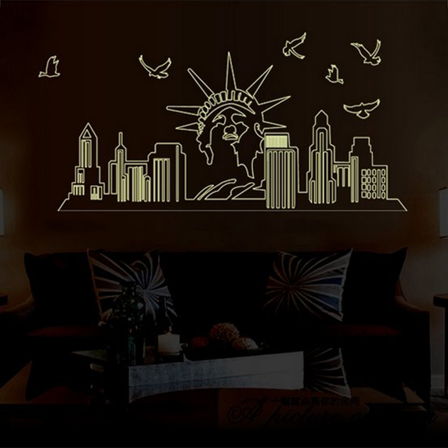 Decal Dán Tường Thành phố New York Dạ Quang Binbin PK94 (65 x 130 cm)