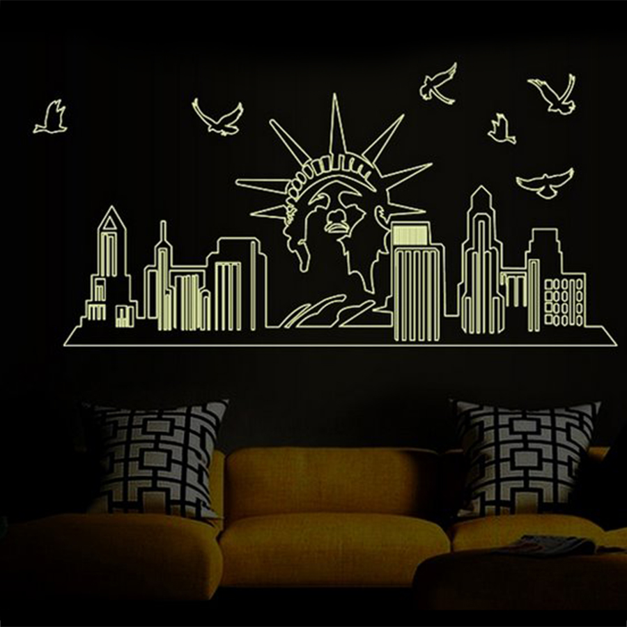 Decal Dán Tường Thành phố New York Dạ Quang Binbin PK94 (65 x 130 cm)