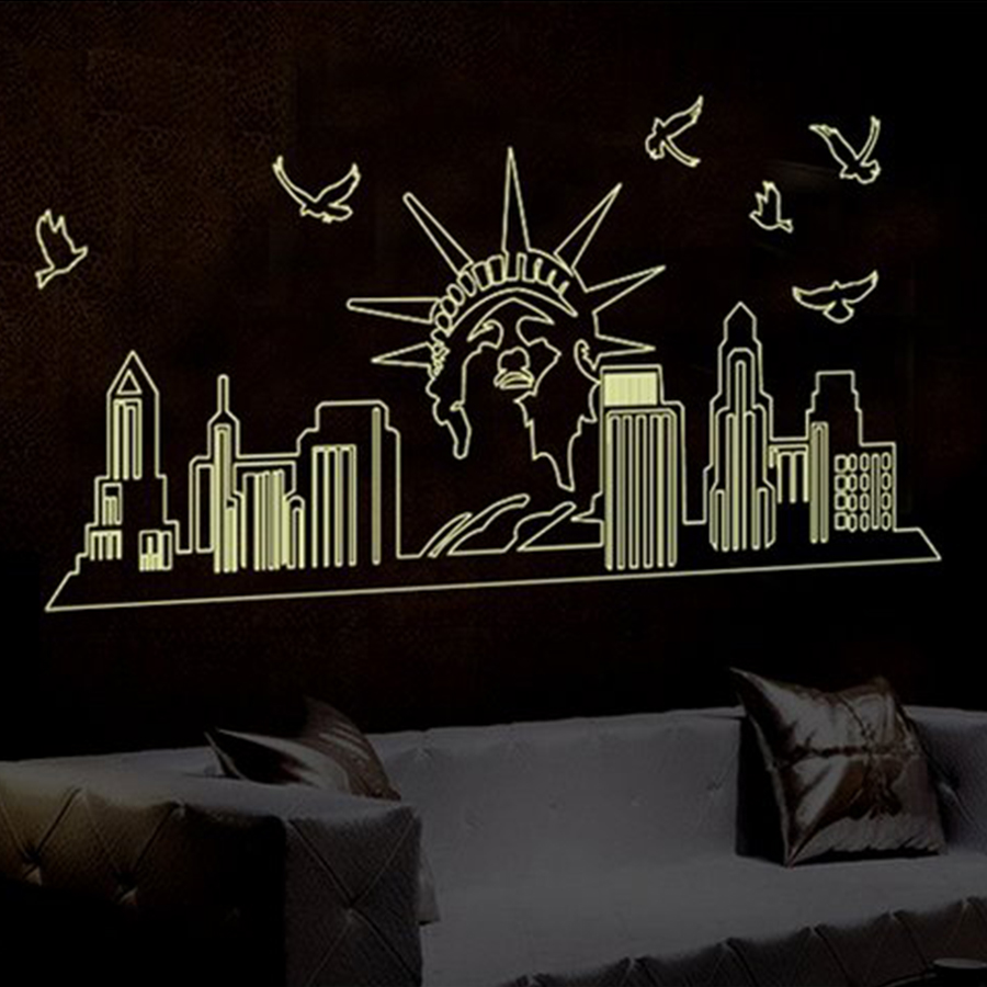 Decal Dán Tường Thành phố New York Dạ Quang Binbin PK94 (65 x 130 cm)