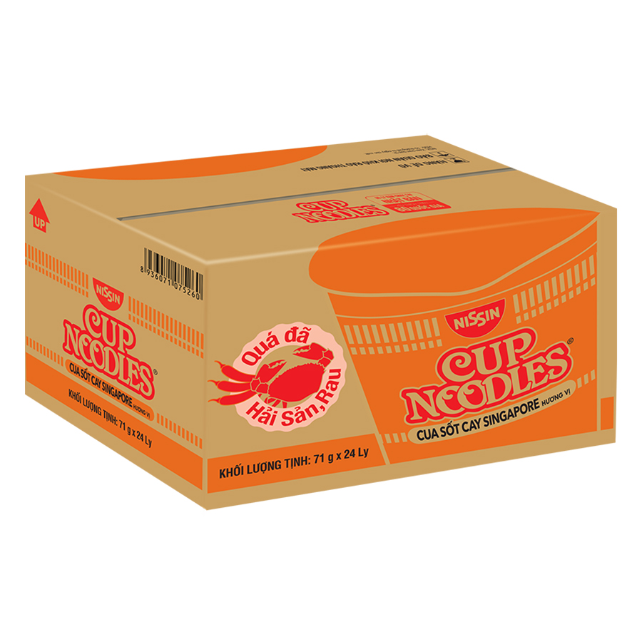 Thùng 24 Ly Mỳ Cup Noodles Hương Vị Cua Sốt Cay Singapore (71g / Ly)