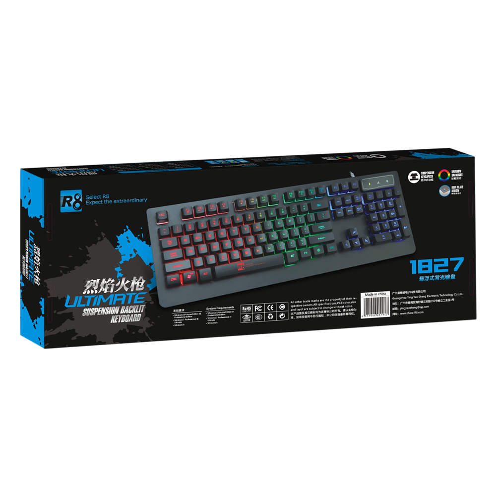 Bàn Phím Giả Cơ Chuyên Game R8 1827 Led 7 Màu - Hàng Nhập Khẩu