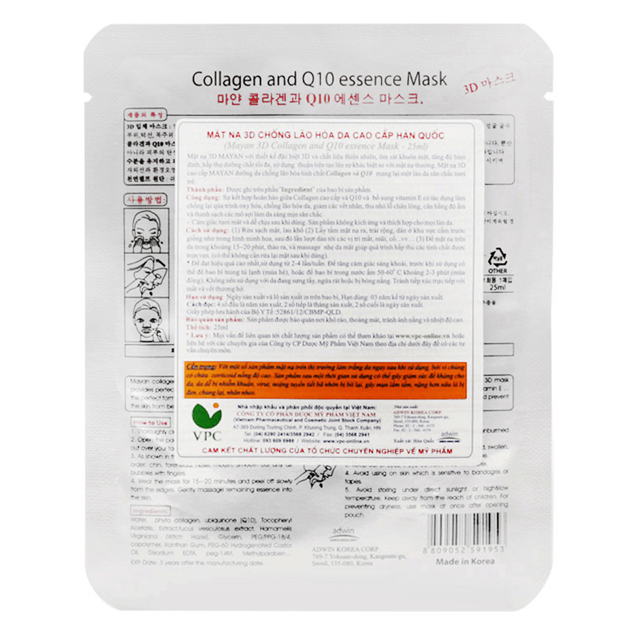 Combo 5 Mặt Nạ 3D Mayan Collagen Q10