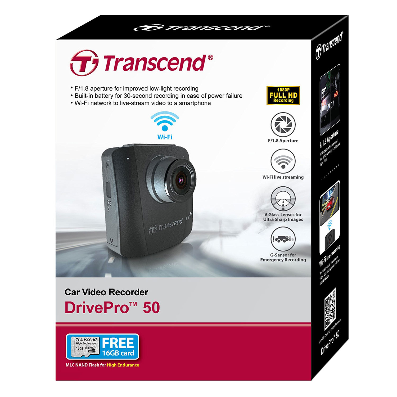 Camera Hành Trình Ô Tô Transcend Drive Pro 50 - Hàng Chính Hãng