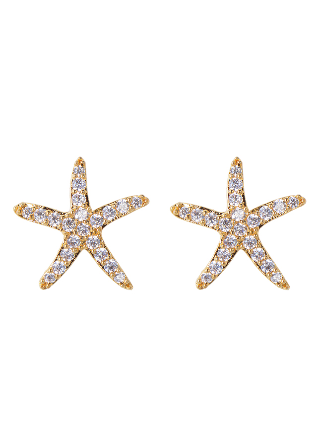 Bông tai sao biển tím pha lê Áo Swarovski starfish pendant 6721, móc bạc 925