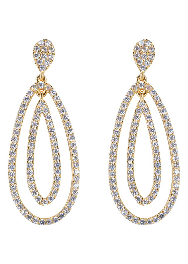 Bông Tai Đẹp Accessories 28 Họa Tiết Hình Bầu Dục Đính Đá BCA - BN08