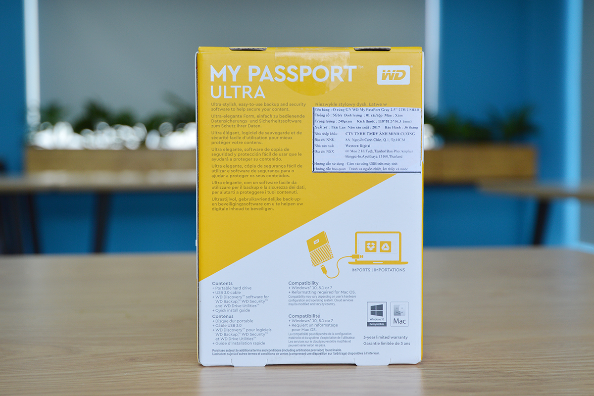 Ổ Cứng Di Động WD My Passport Ultra 2TB - Hàng Chính Hãng