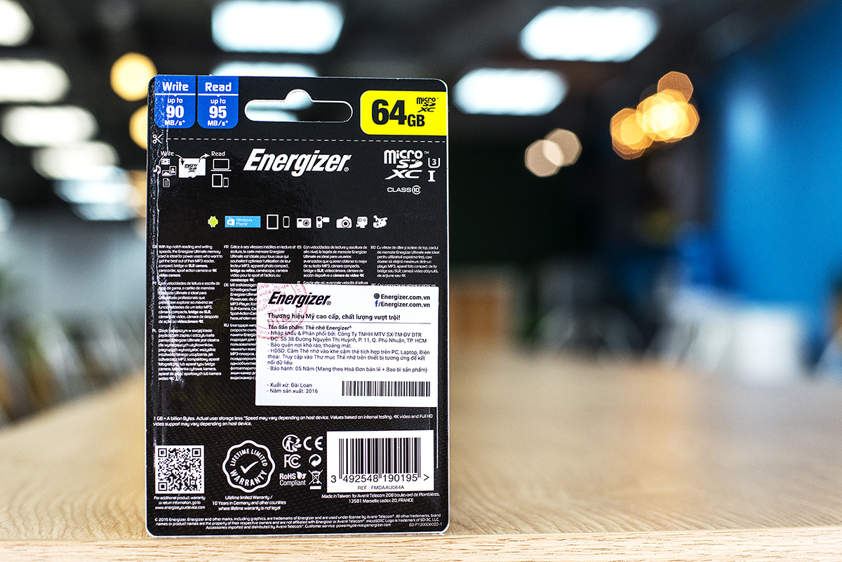 Thẻ Nhớ Micro SDXC Energizer 64GB Class 10 Up To 95mb/s FMDAAU064A - Hàng Chính Hãng