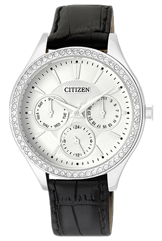 Đồng Hồ Nữ Citizen Đính Đá Swarovski Dây Da ED8160-09A - Mặt Trắng