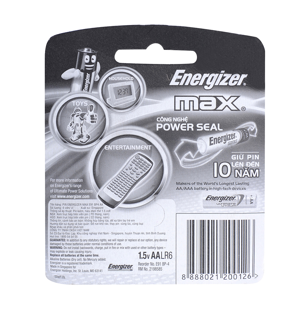 Pin AA Energizer Max E91 BP4