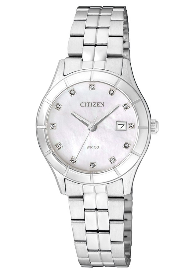 Đồng Hồ Nữ Citizen Đính Đá Swarovski Dây Thép Không Gỉ EU6040-52D - Mặt Xà Cừ