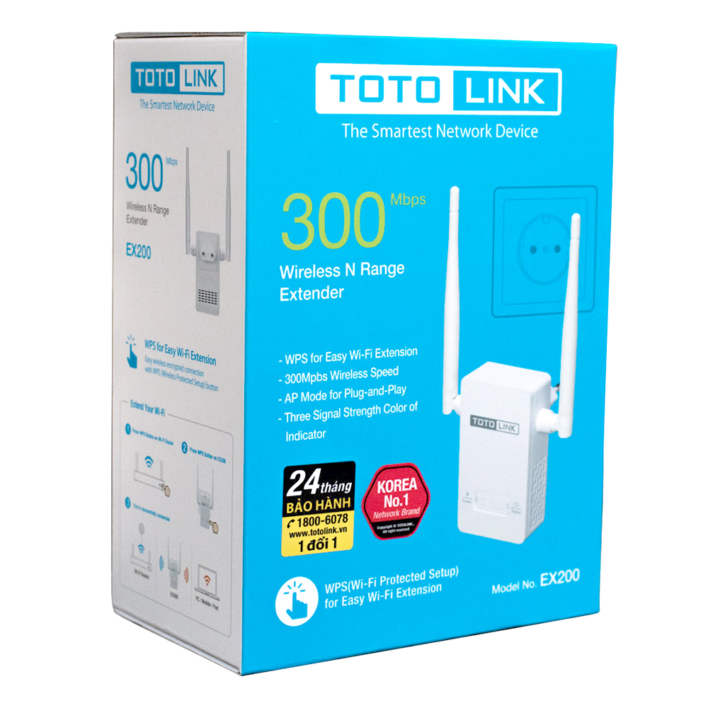Bộ Kích Sóng Wifi Repeater 300Mbps Totolink EX200 - Hàng Nhập Khẩu