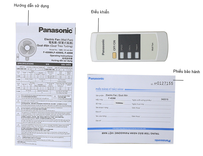 Quạt Treo Tường Có Remote Panasonic F409MB - Xanh Dương -Hàng Chính Hãng