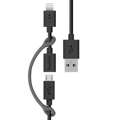 Cáp Sạc Micro USB  &amp; Lightning Belkin F8J080bt03-BLK 90cm - Hàng Chính Hãng