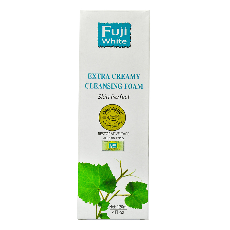 Sữa Rửa Mặt Sạch Da Thư Giãn Organic Fuji White Extra Creamy Cleansing Foam (120ml)