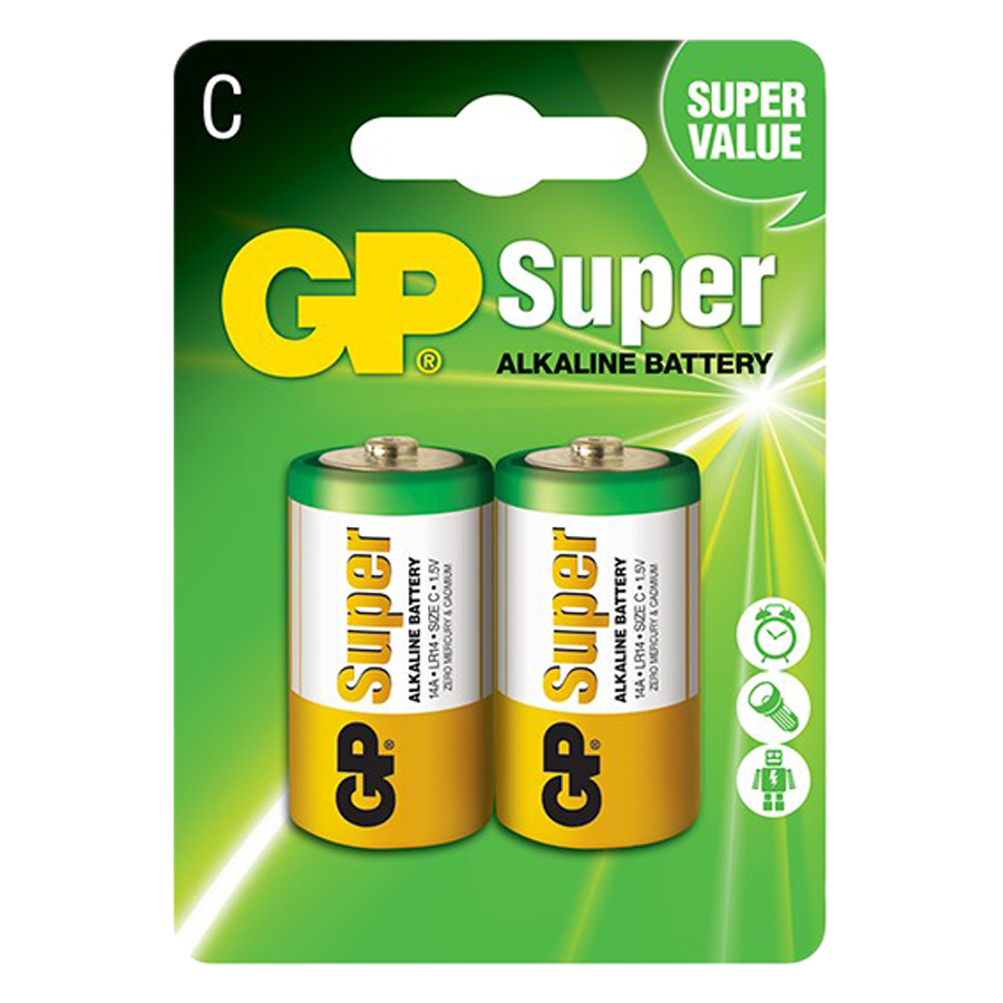 Pin Super GP GP14A-2U2 Alkaline C (2 Viên/Vỉ) - Hàng Chính Hãng