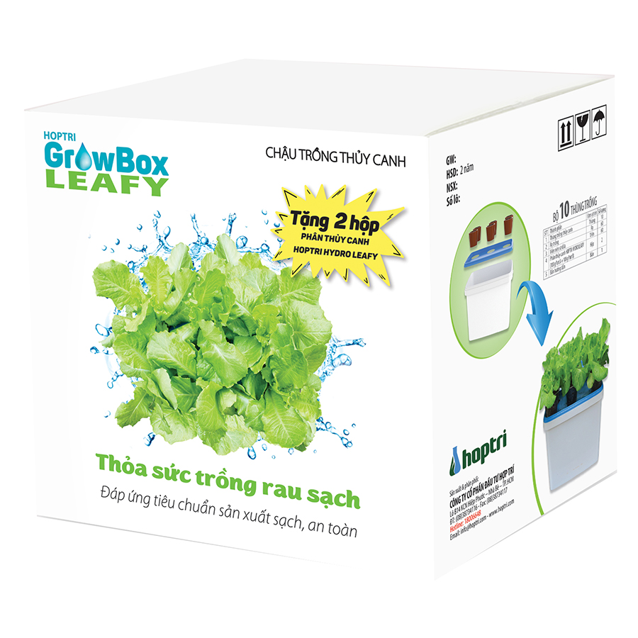 Bộ 10 thùng trồng thủy canh rau ăn lá - Hợp Trí Growbox Leafy Kit 10