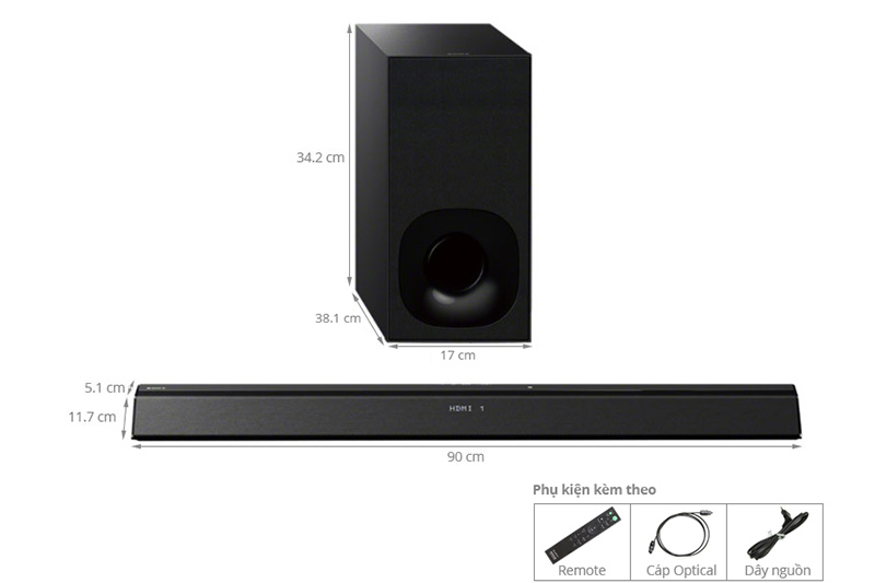 Loa Soundbar 2.1 Sony HT-CT380 - Hàng Chính Hãng