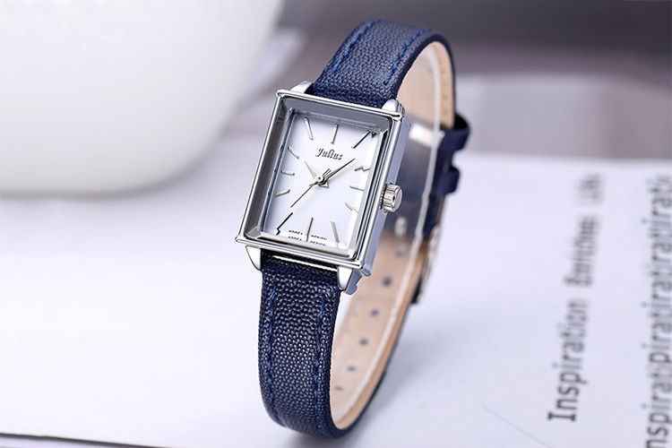 Đồng Hồ Nữ Dây Da Julius JA-787A (24 x 19 mm) - Xanh Navy