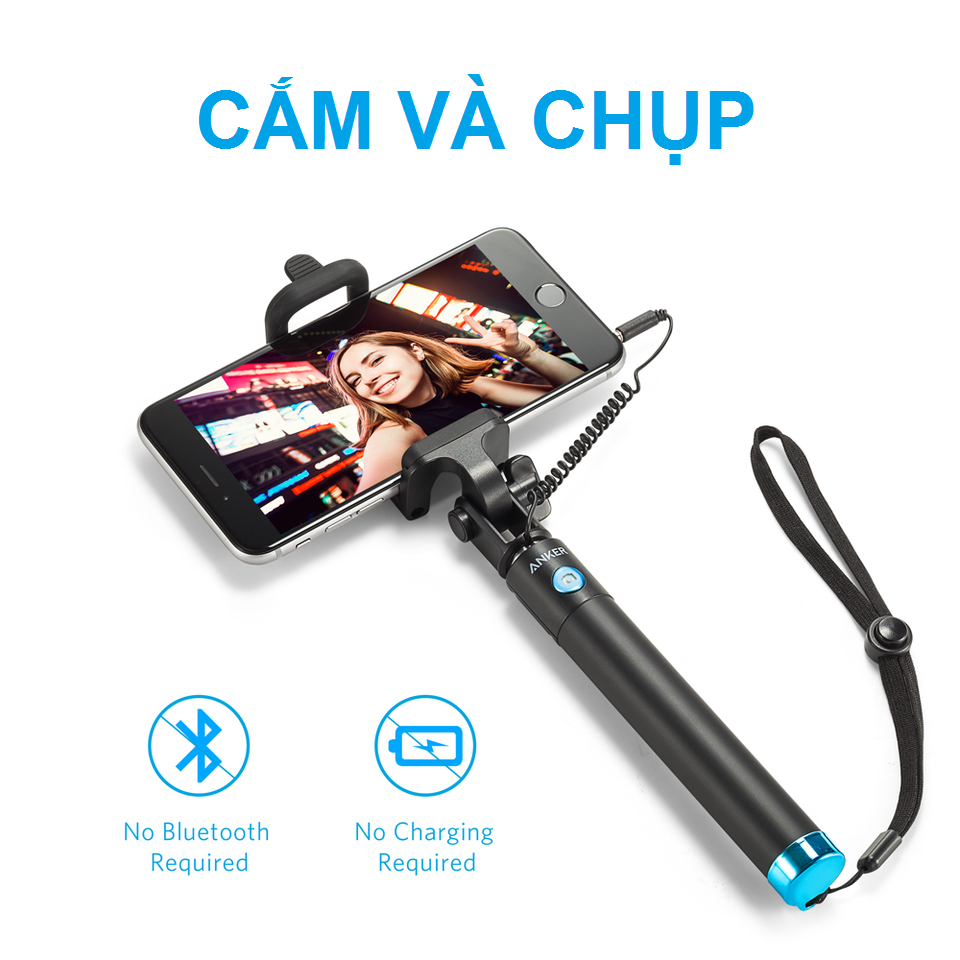 Gậy Selfie Chụp Hình Tự Sướng Anker - A71600J1 (Đen) - Hàng Chính Hãng