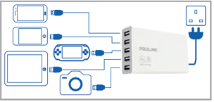 Adapter Sạc ProLink PCU5051 5 Cổng USB - Hàng chính hãng
