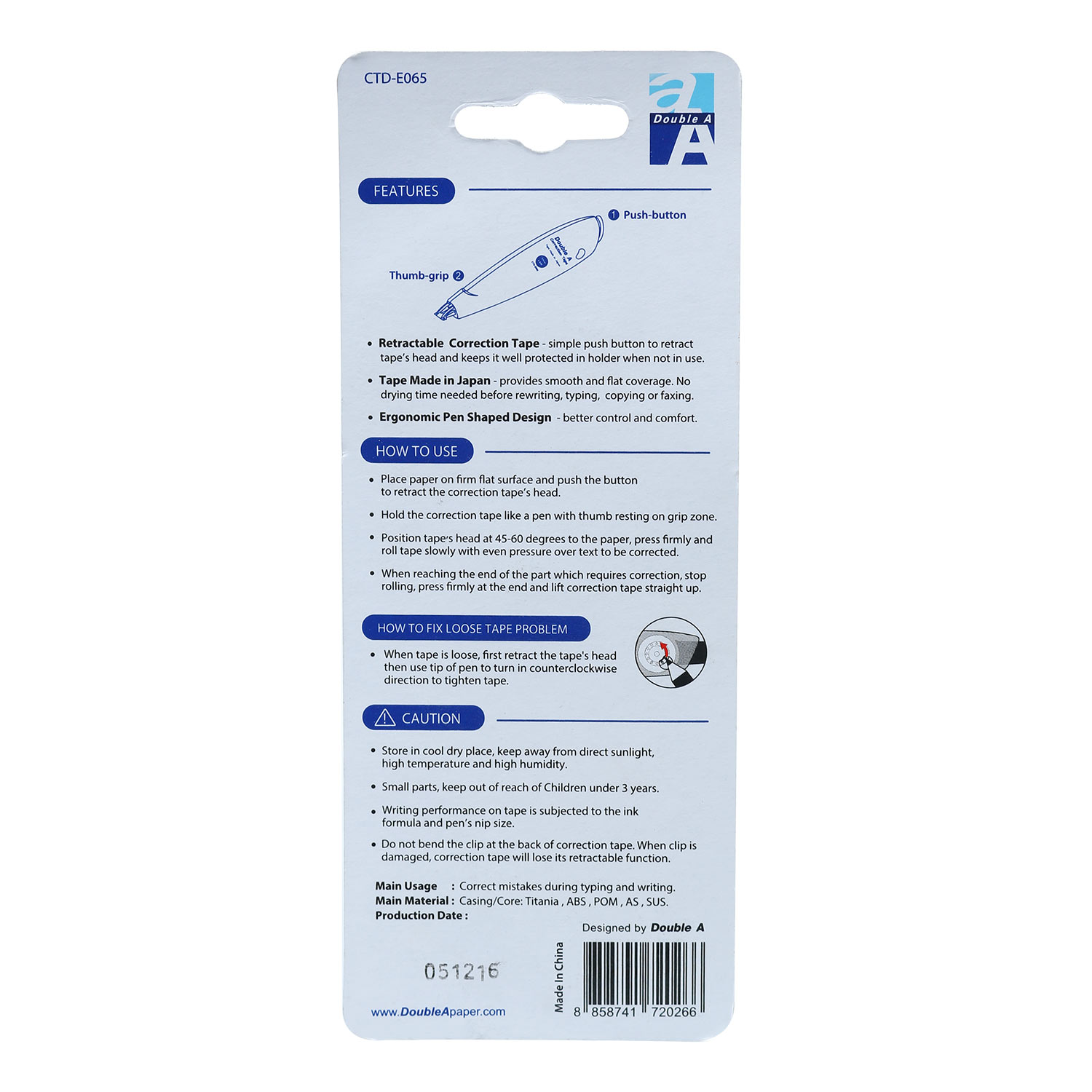 Xoá Kéo Bấm Double A CTD-E065