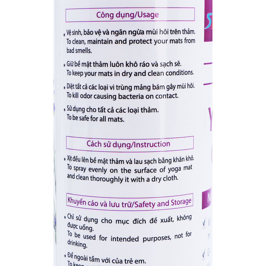 Dung Dịch Vệ Sinh Thảm Tập Yoga Sportslink Lavender Mint (100ml) (Màu Ngẫu Nhiên)