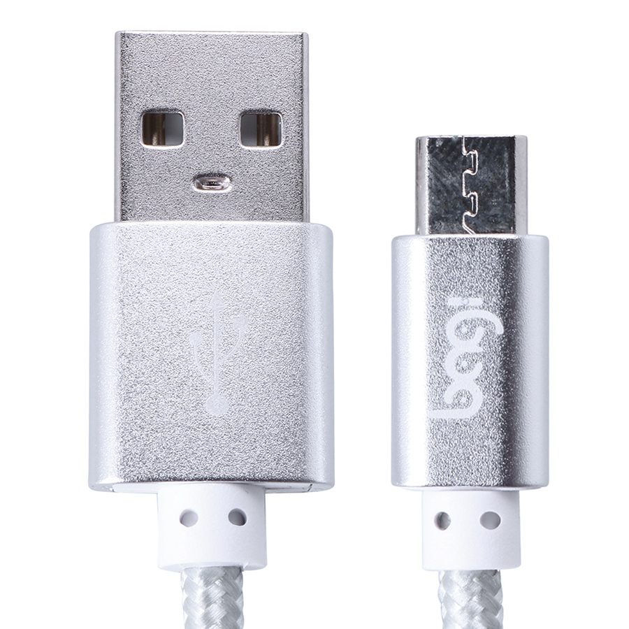 Cáp Sạc Dù Micro USB Bagi (1m) - Bạc - Hàng Chính Hãng