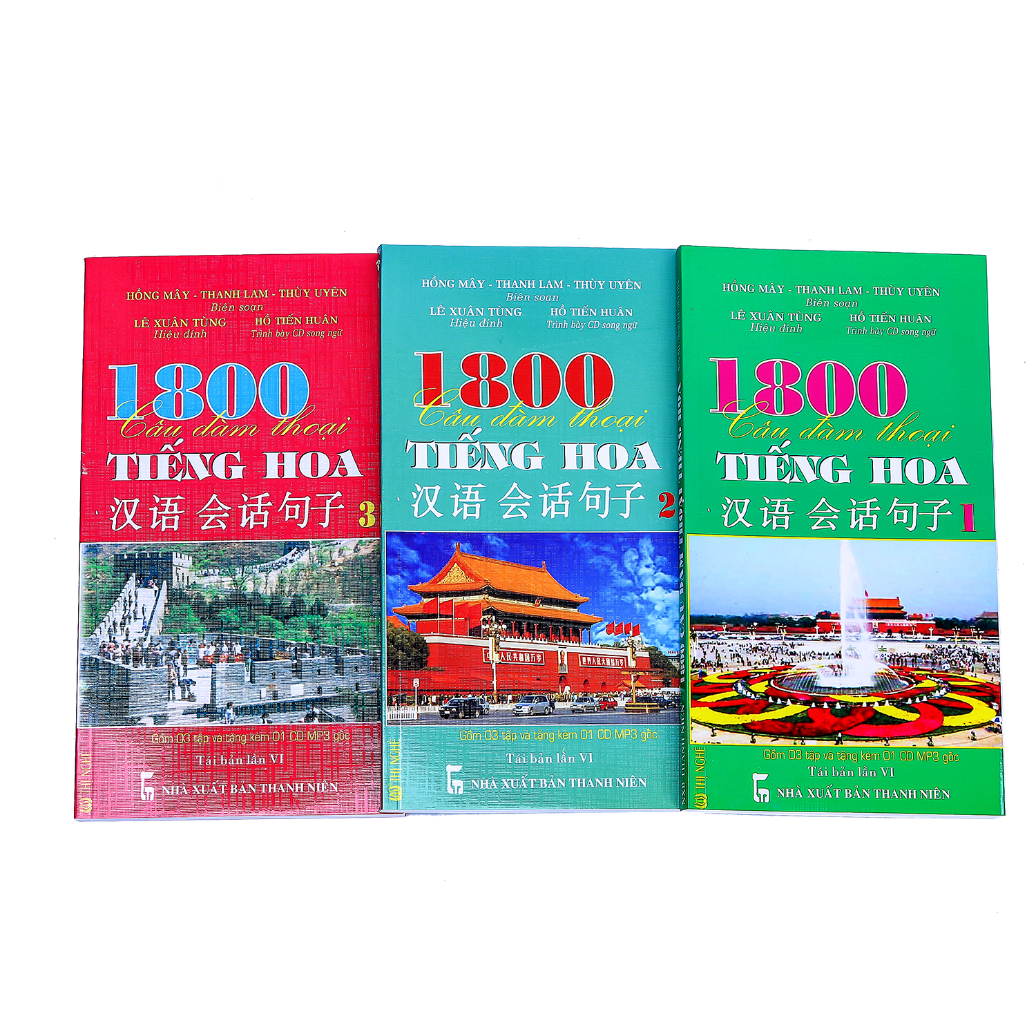 Combo: 1800 Câu Đàm Thoại Tiếng Hoa (Trọn Bộ 3 Cuốn) (Kèm CD)