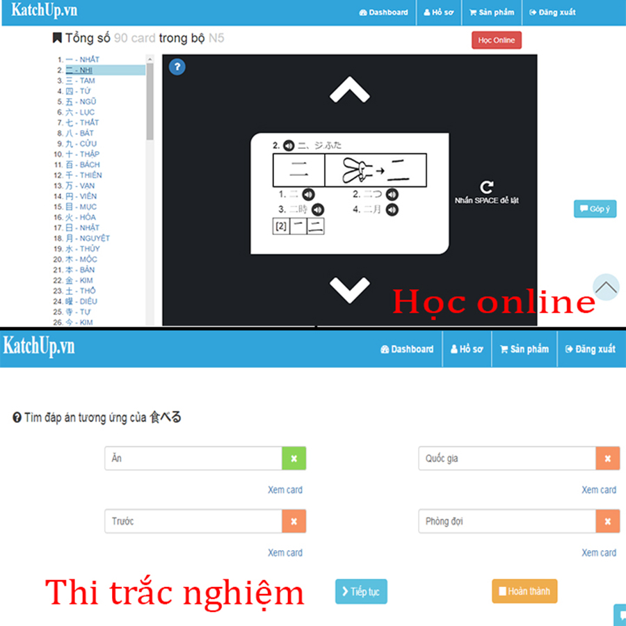 Bộ KatchUp Flashcard Mẫu Câu Giao Tiếp Kèm Thi JLPT Online