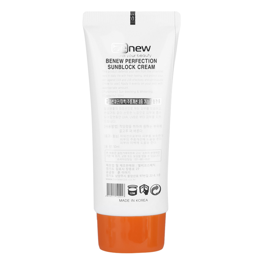 Kem Chống Nắng Trắng Da Benew Perfection Sunblock Cream SPF 50 PA+++ (50ml)