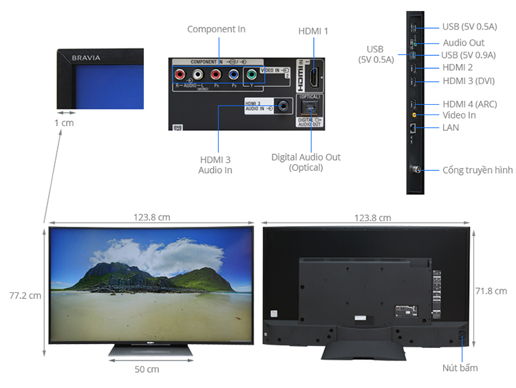 Smart Tivi Cong 4K Sony 55 inch KD-55S8500D - Hàng Chính Hãng