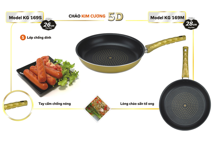 Chảo Chống Dính Kim Cương 5D Kangaroo KG169M - 28cm