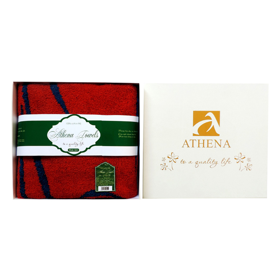 Khăn Tắm Jacquard Cô Gái Áo Dài Athena - Đỏ