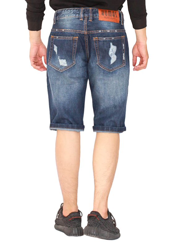 Quần Short Jean Rách Kumas Slimfit S5021-A2 - Xanh Dương