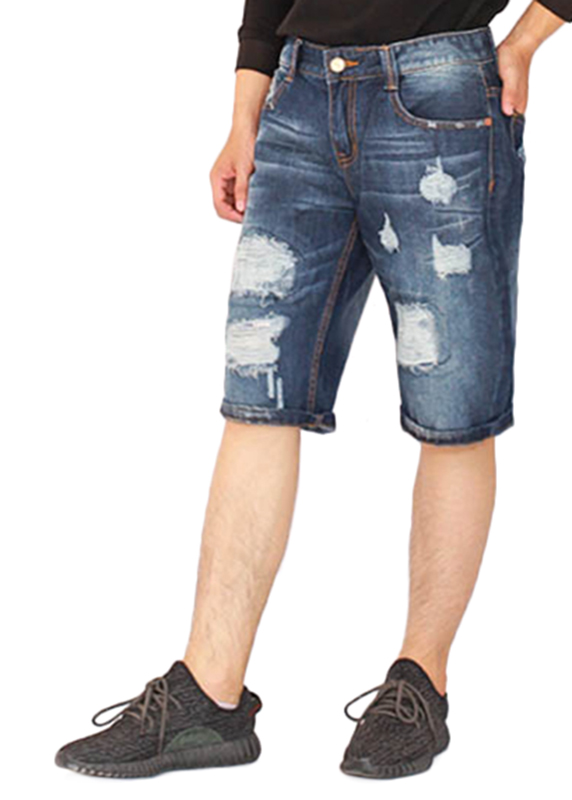 Quần Short Jean Rách Kumas Slimfit S5021-A2 - Xanh Dương