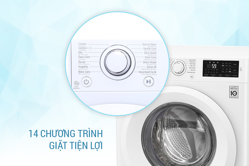 Máy Giặt Cửa Ngang Inverter LG FC1475N5W2 (7.5kg) - Hàng Chính Hãng