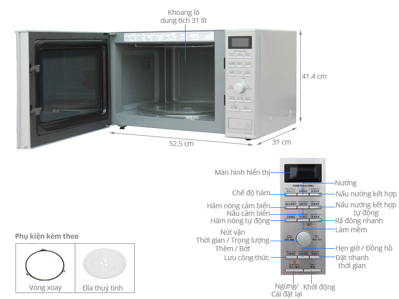 Lò Vi Sóng Có Nướng Điện Tử Inverter Panasonic PALM-NN-GD692SYUE - 31L - Hàng chính hãng