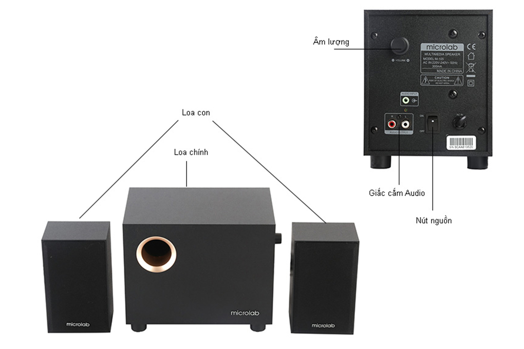 Loa Vi Tính Microlab M-105 2.1 - Hàng Chính Hãng